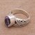 Amethyst single stone ring, 'Grow On' - Faceted Oval Amethyst Single Stone Ring from Bali (image 2c) thumbail