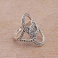 Sterling silver cocktail ring, Confluence