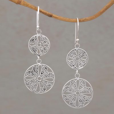Sterling silver dangle earrings, Gianyar Swirls