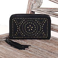 Leather wallet clutch,