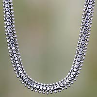 Sterling silver chain necklace, 'Centipede Crawl' - Handmade Sterling Silver Chain Necklace