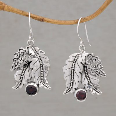 Garnet dangle earrings, Ballroom Leaves