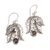 Garnet dangle earrings, 'Ballroom Leaves' - Leafy Garnet and Sterling Silver Dangle Earrings from Bali (image 2a) thumbail