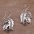 Garnet dangle earrings, 'Ballroom Leaves' - Leafy Garnet and Sterling Silver Dangle Earrings from Bali (image 2b) thumbail