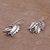 Garnet dangle earrings, 'Ballroom Leaves' - Leafy Garnet and Sterling Silver Dangle Earrings from Bali (image 2c) thumbail