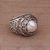 Cultured pearl cocktail ring, 'Lotus Gleam in White' - Floral White Cultured Pearl Cocktail Ring from Bali thumbail