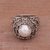 Cultured pearl cocktail ring, 'Lotus Gleam in White' - Floral White Cultured Pearl Cocktail Ring from Bali (image 2b) thumbail
