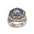 Cultured pearl cocktail ring, 'Lotus Gleam in Blue' - Floral Blue Cultured Pearl Cocktail Ring from Bali (image 2a) thumbail