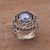 Cultured pearl cocktail ring, 'Lotus Gleam in Blue' - Floral Blue Cultured Pearl Cocktail Ring from Bali (image 2b) thumbail
