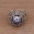 Cultured pearl cocktail ring, 'Lotus Gleam in Blue' - Floral Blue Cultured Pearl Cocktail Ring from Bali (image 2c) thumbail