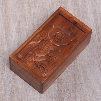 Wood decorative box, Blessings of a Happy Buddha