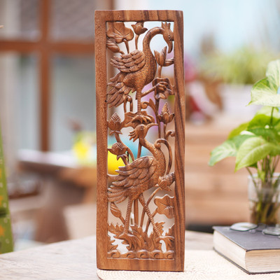 Wood relief panel, Wading Birds