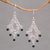 Onyx chandelier earrings, 'Temple Shower' - Handcrafted Diamond-Shaped Onyx Dangle Earrings from Bali thumbail