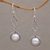 Cultured pearl dangle earrings, 'Balanced Elements' - Sterling Silver and Cultured White Pearl Dangle Earrings thumbail