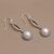 Cultured pearl dangle earrings, 'Balanced Elements' - Sterling Silver and Cultured White Pearl Dangle Earrings (image 2b) thumbail