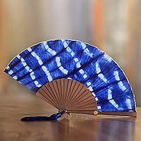 Tie-dyed cotton fan,