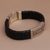 Sterling silver and leather wristband bracelet, 'Braided Strength' - Sterling Silver and Leather Wristband Bracelet from Bali (image 2b) thumbail