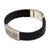 Sterling silver and leather wristband bracelet, 'Braided Strength' - Sterling Silver and Leather Wristband Bracelet from Bali (image 2d) thumbail