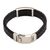 Sterling silver and leather wristband bracelet, 'Braided Strength' - Sterling Silver and Leather Wristband Bracelet from Bali (image 2e) thumbail