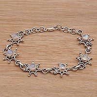 Rainbow moonstone link bracelet,