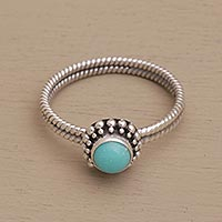 Sterling silver single stone ring, 'Touch of Simplicity' - Composite Turquoise and Sterling Silver Single Stone Ring