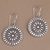 Sterling silver dangle earrings, 'Positively Dotty' - Circular Sterling Silver Earrings with Dot Motifs (image 2b) thumbail