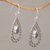 Blue topaz dangle earrings, 'Dotted Teardrops' - Handmade 925 Sterling Silver Blue Topaz Teardrop Earrings (image 2b) thumbail