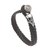 Leather wristband bracelet, 'Vulture King' - Black Leather and Sterling Silver Braided Wristband (image 2a) thumbail