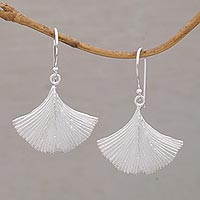 Sterling silver dangle earrings, 'Petalside' - 925 Sterling Silver Flower Petal Dangle Earrings