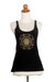 Rayon blend tank top, 'Soul Chakra in Black' - Black Rayon Blend Beige Medallion Sleeveless Tank Top thumbail