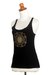 Rayon blend tank top, 'Soul Chakra in Black' - Black Rayon Blend Beige Medallion Sleeveless Tank Top (image 2b) thumbail