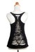 Rayon blend tank top, 'Soul Chakra in Black' - Black Rayon Blend Beige Medallion Sleeveless Tank Top (image 2c) thumbail
