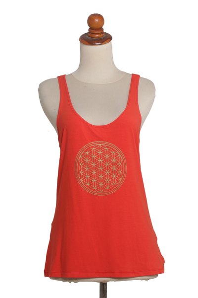 Rayon blend tank top, Soul Cycle in Scarlet