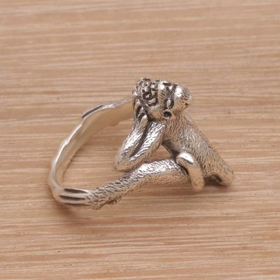 Laughing Ape Ring Handmade from Sterling Silver
