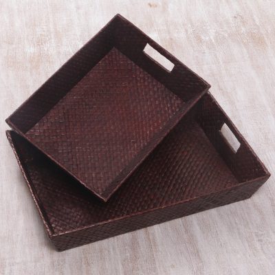 Pandan leaf baskets, Java Tropics (pair)