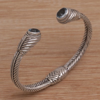 Blue topaz cuff bracelet, Celestial Wave