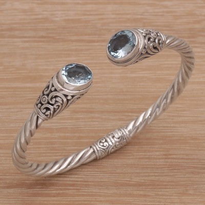 Blue topaz cuff bracelet, Ancient Realm