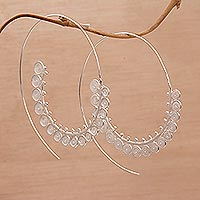 Sterling silver filigree half-hoop earrings, 'Elaborate Spirals' - Spiral-Shaped Silver Filigree Half-Hoop Earrings from Bali