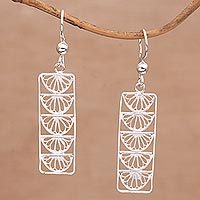 Sterling silver filigree dangle earrings,