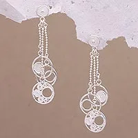 Sterling silver filigree waterfall earrings,