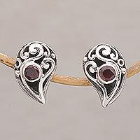 Garnet button earrings,