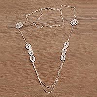 Sterling silver filigree station necklace,