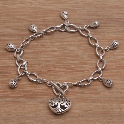 Sterling silver charm bracelet, Spread The Love