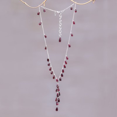 Garnet Y-necklace, Crimson Cascade
