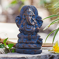 Cast stone sculpture, 'Ganesha of Fortune' - Bali Artisan Crafted Cast Stone Sculpture of Lord Ganesha