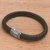 Men's leather and sterling silver wristband bracelet, 'Soul of a Dragon' - Men's Leather Braided Wristband Bracelet from Bali (image 2b) thumbail