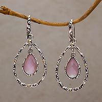 Gold accented chalcedony dangle earrings,