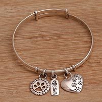 Sterling silver charm bracelet,