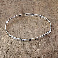 Sterling silver bangle bracelet, Circle of Paws