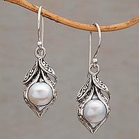 Featured review for Cultured freshwater pearl dangle earrings, Moonlit Petals
